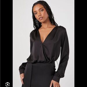 Black satin like body suit